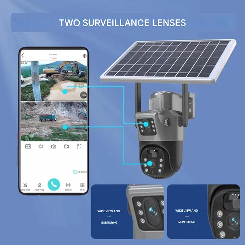 DualGuard Solar 4K Wireless Security Camera with Triple Lens & 10x Zoom