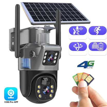 DualGuard Solar 4K Wireless Security Camera with Triple Lens & 10x Zoom