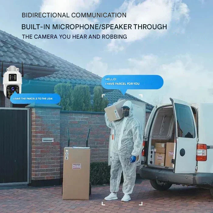 DualGuard Solar 4K Wireless Security Camera with Triple Lens & 10x Zoom