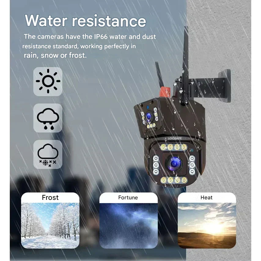 DualGuard Solar 4K Wireless Security Camera with Triple Lens & 10x Zoom