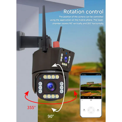 DualGuard Solar 4K Wireless Security Camera with Triple Lens & 10x Zoom