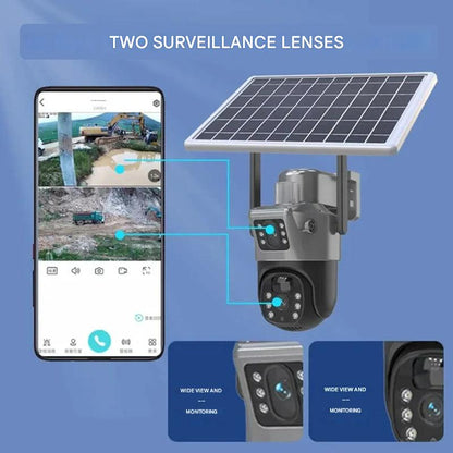 DualGuard Solar 4K Wireless Security Camera with Triple Lens & 10x Zoom